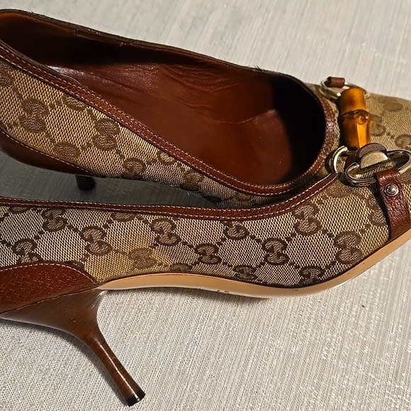 Gucci Brown Monogram Women's Heels - Picture 1 of 9